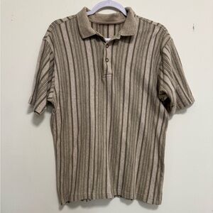 Classic Striped Polo Shirt in Beige and Brown